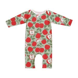 Winter Water Factory Organic Cotton Romper 3M Apple Print Long Sleeve Jumpsuit